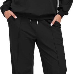 Women 2 Piece Outfits Baggy Sweatshirt & Pants Loose Fit Lounge Sets Tracksuits Sweatsuit Sets with Pockets