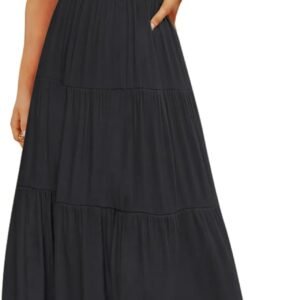 Women 2025 Summer Casual Flutter Short Sleeve Crew Neck Smocked Elastic Waist Tiered Midi Dress