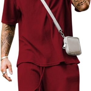 Men Short Sleeve Tracksuit Summer T Shirt & Shorts set 2 Pockets Oversize Two Piece Casual Daily Duty-off