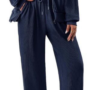 Women 2 Piece Outfits 2025 Fall Sweatsuit Sets Zip Up Hoodie Sweatpants Tracksuit Lounge Matching Set