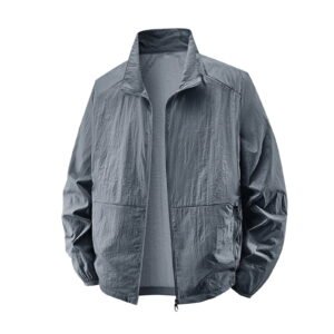 Men's Sun Protect Jacket Sports Loose Hoodless Casual Outwear (Dark Gray,XL)