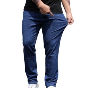 Plus Size Denim Pants for Mens Trendy Micro Stretch Slim Elastic Waist Straight Leg Pant Big And Tall Men's Jeans Trousers
