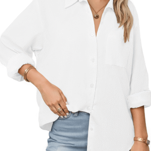 Women Button Down Shirts Lapel Long Sleeve Blouses Business Work Shirt Dressy Casual Collared Tops