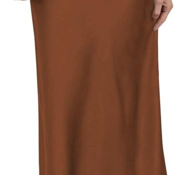 Women's Leopard Print Satin Maxi Skirt High Waisted Elastic Waistband Silk A-Line Casual Party  Summer Long Skirts