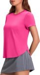 Workout Tops for Women UPF 50+ Yoga Shirts Short Sleeve Athletic Tops with Side Slits Running Gym Tee Top Loose Fit