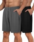 2 Pack Mens Gym Basketball Shorts - Athletic Black Workout Quick Dry Shorts with Pockets for Casual Running