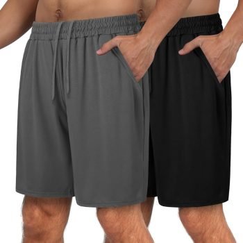 2 Pack Mens Gym Basketball Shorts - Athletic Black Workout Quick Dry Shorts with Pockets for Casual Running