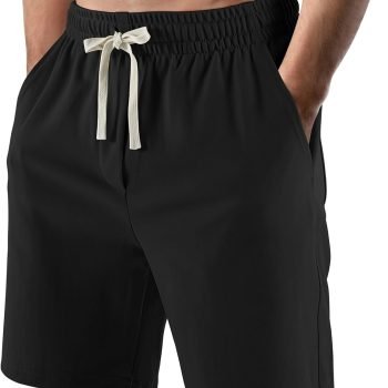 Men's Casual Shorts Elastic Waist Drawstring Lightweight Outdoor Summer Beach Shorts with Pockets Hiking Shorts