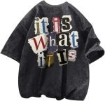 men Graphic Tees Funny Letter Print Vintage Oversize T Shirts Acid Wash Shirt Streetwear Rapper Casual Tee Top