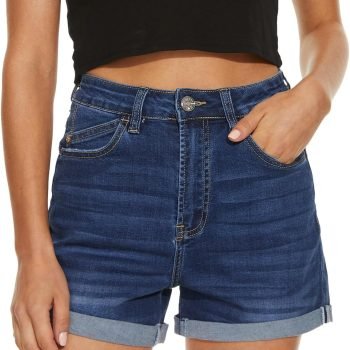 Women Denim Shorts High Rise Trendy Stretch Frayed Summer Casual Jean Shorts