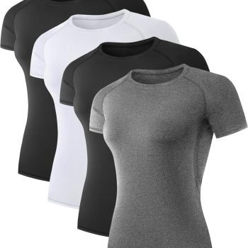 Women's Compression Shirt Running Athletic T-Shirts Workout Tops Baselayer Short Sleeve Yoga Gym Sports Gear